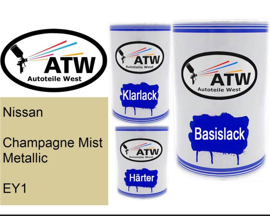 Nissan, Champagne Mist Metallic, EY1: 500ml Lackdose + 500ml Klarlack + 250ml Härter - Set, von ATW Autoteile West.